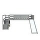 preview thumbnail 6 of 7, Gray Twin Size Solid Wood Low Loft Bed with Stairs and Slide