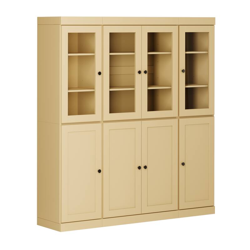 Palace Imports 100% Solid Wood 65" Pantry Cabinet with Clear Glass, Shaker Doors and Adjustable Shelves