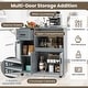 preview thumbnail 8 of 8, Gymax Kitchen Island Cart on Wheels Microwave Cabinet w/ Frosted