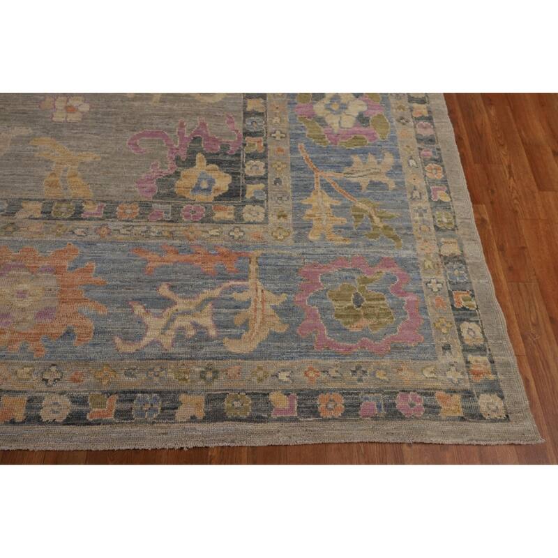Oushak Turkish Large Area Rug Floral Hand-Knotted Wool Carpet - 10'1"x 14'0"