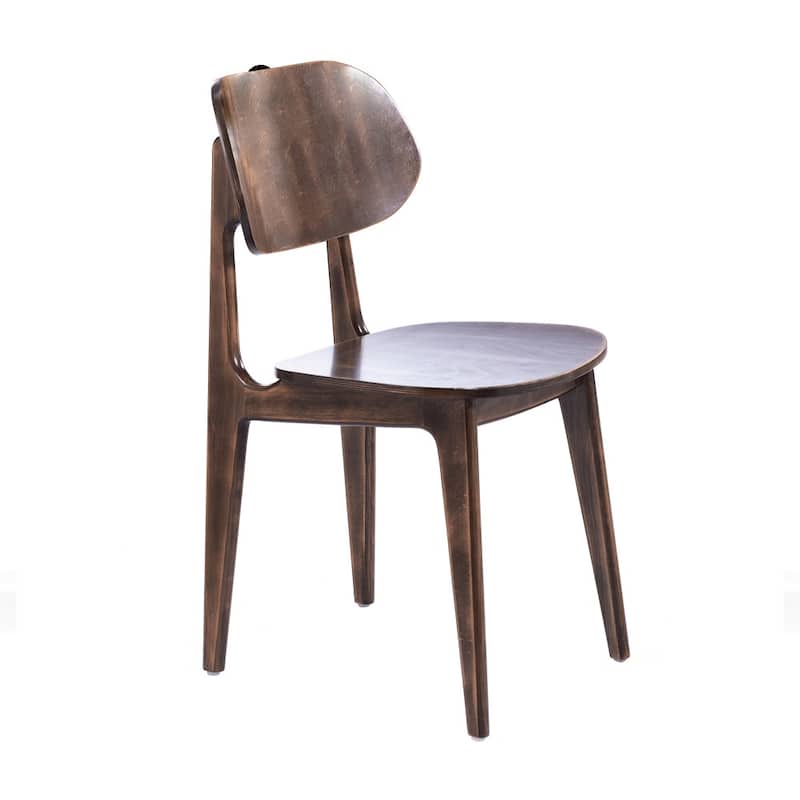 Commercial Solid Wood Dining Chair with Curved Backrest - 17.25"W x 20.75"D x 33.25"H - Antique Copper