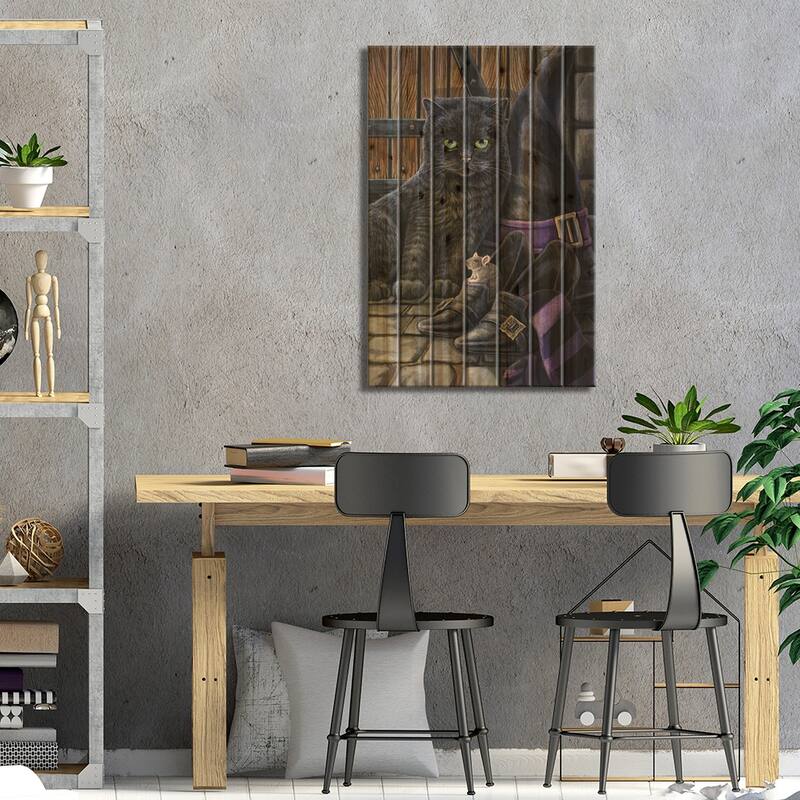 Trouble And Squeak Print On Wood by Lisa Parker - Multi-Color