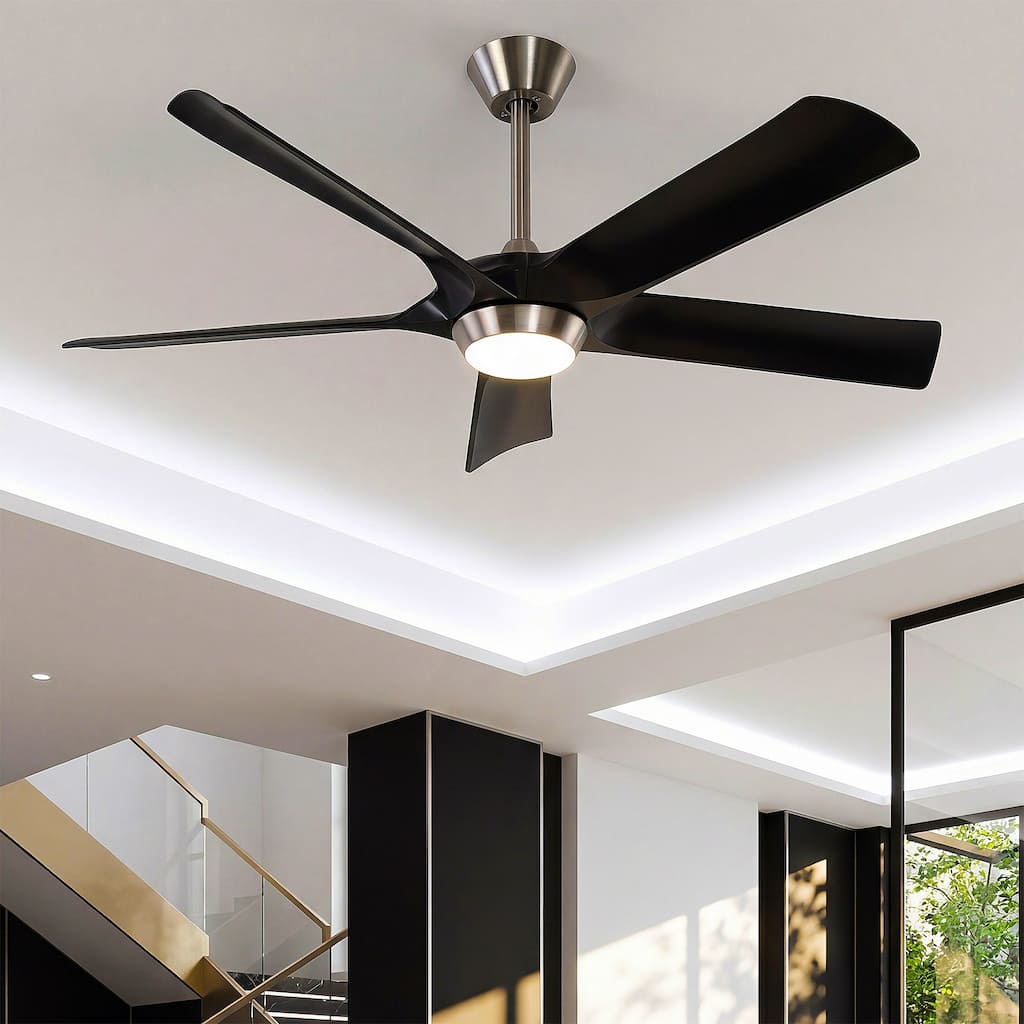 52" Modern Dimmable Ceiling Fan with Light and 6-Speed Remote Control, Reversible DC Motor