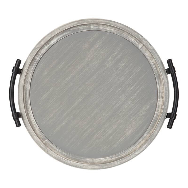 Kate and Laurel Bruillet Rustic Round Wooden Footed Serving Tray