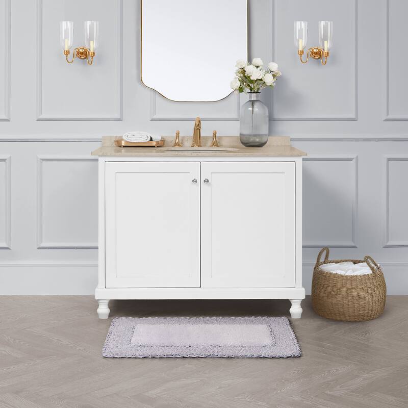 Laura Ashley Ruffle Border Pure Cotton Bath Rugs