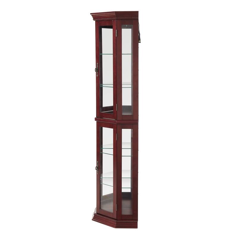 Corner Display Curio Cabinet with Glass Shelves (Bulb Not Included)