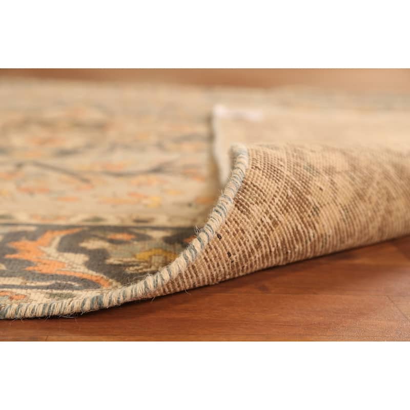 Hand Knotted Oriental 100% Wool Carpet Traditional Floral Greys & Charcoal Tabriz Area Rug - 10' 1'' X 6' 7''