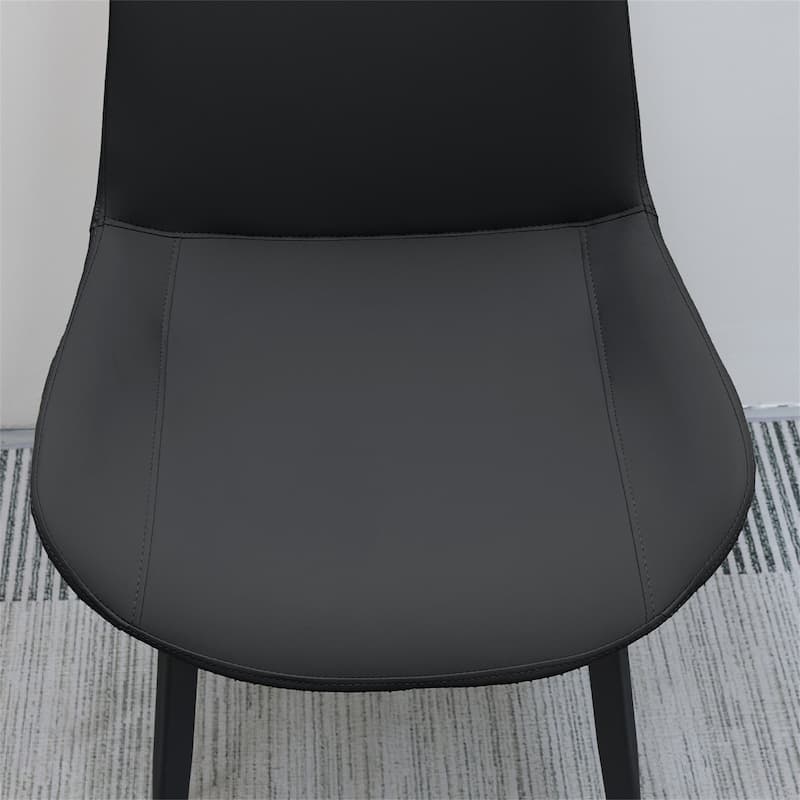 Set of 4 Modern Black PU Leather Dining Chairs with Metal Legs