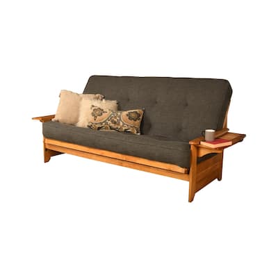 Somette Phoenix Queen-size Futon Set in Butternut Finish with Linen Mattress