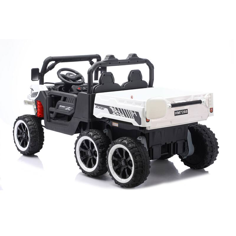24V 2 Seater Ride on Dump Truck, 4WD 6-Wheel Ride on Toys with Remote Control, Ride on UTV Car with Electric Dump Bed