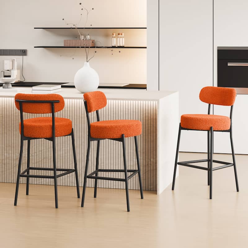 XINMICS 27 Inches Boucle Counter Height Bar Stools with Back