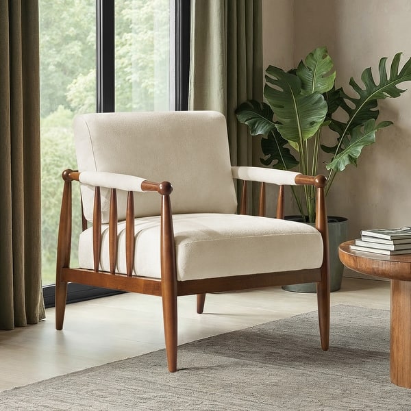 slide 2 of 24, HULALA HOME Avidite Farmhouse Solid Wood Arm Chair with Full Assembly Beige