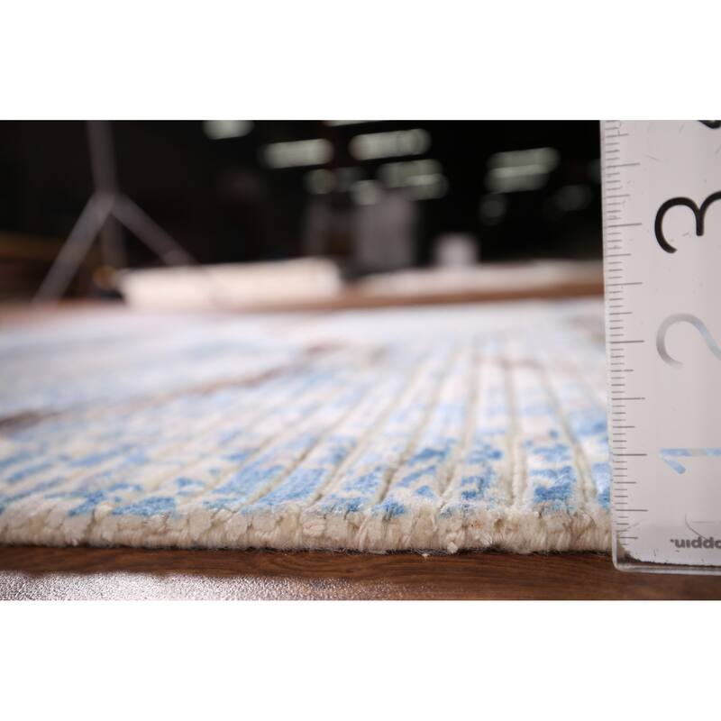 Striped Modern Abstract Accent Rug Hand-Knotted Wool Carpet - 2'9" x 5'0"