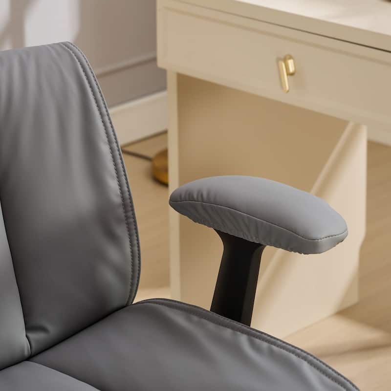 Ergonomic Swivel Chair, Leather Cross-Legged Desk Chair for Home Office