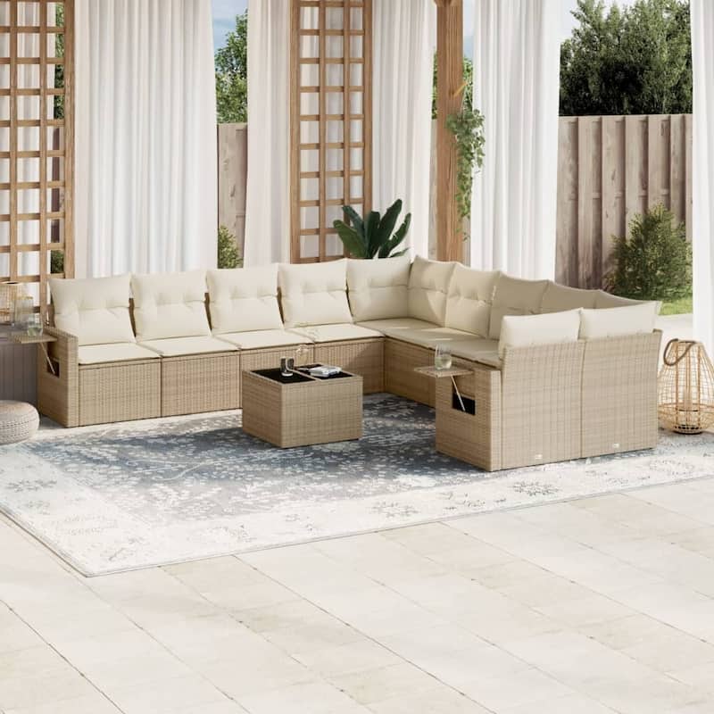 vidaXL Garden Sofa Set - Beige and cream Without table