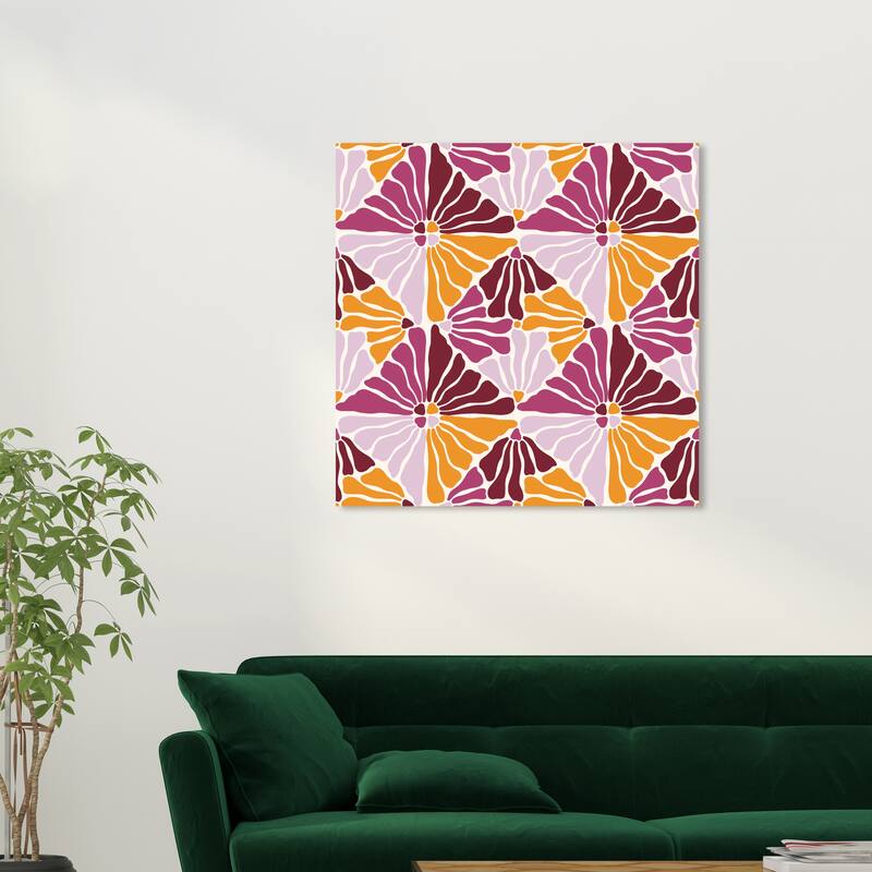 Wynwood Studio Canvas Floral and Botanical Floral Motif Purple and Apricot Modern & Contemporary Wall Art Canvas Print