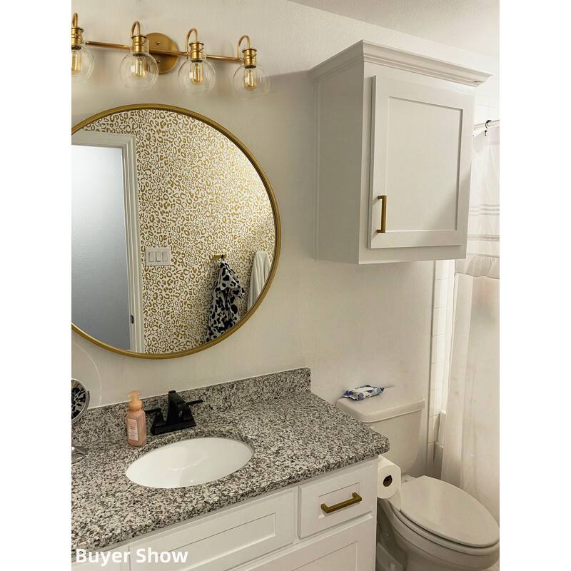 Modern Gold 4-Light Bathroom Vanity Light Metal Wall Sconce with Clear Glass