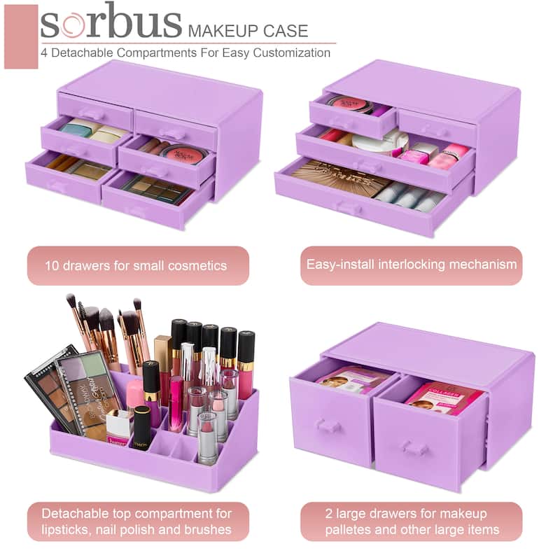 Sorbus Large Makeup Organizer and Storage for Vanity - 9.25" L x 5.25" W x 15.75" H