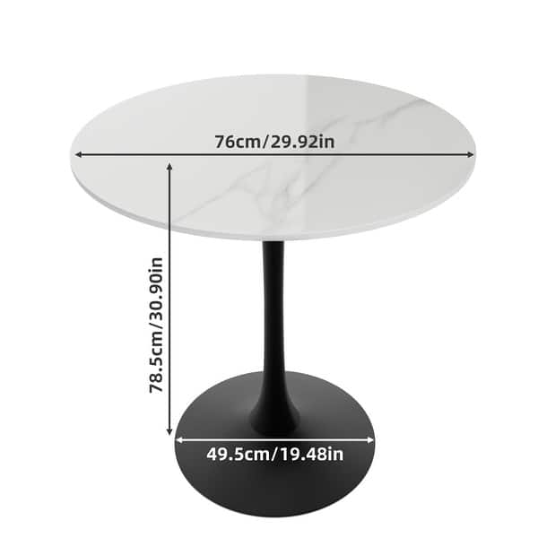 Modern Round Dining Table Sintered Stone Tabletop with Metal Base - Bed ...