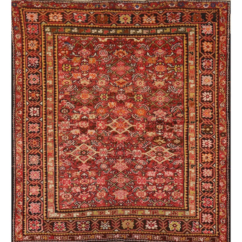 Vegetable Dye Sultanabad Antique Persian Square Wool Carpet - 5'3" x 5'10"