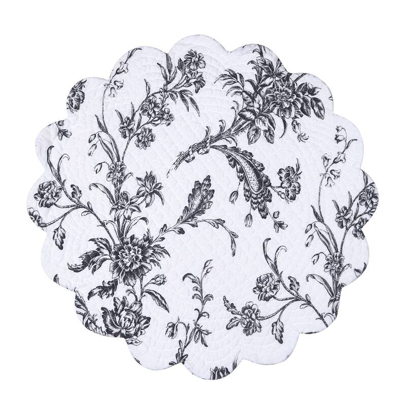 Bleighton Black Round Cotton Placemat Machine Washable Set of 6