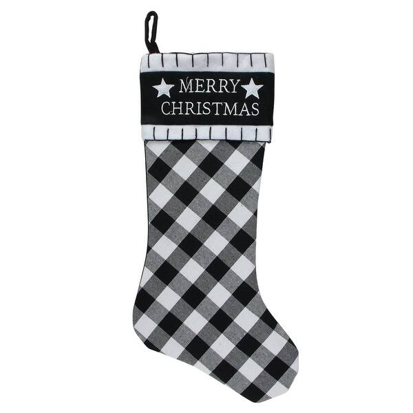 slide 2 of 2, 20.5 Black White Merry Christmas Christmas Stocking Blanket