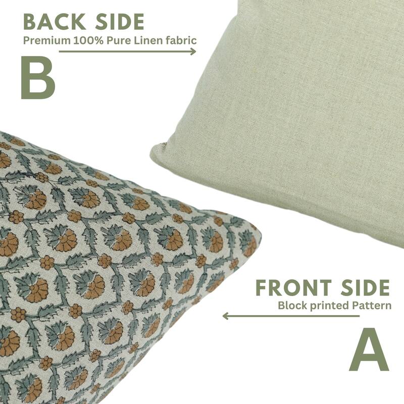 Fabdivine Polka Dots Grey Pure Linen Cushion Cover Soft, 12x20 Inches Handmade Block Print Bedroom or Farmhouse Décor, Shivri