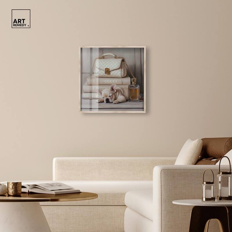 Ivory Books and Frenchie Shadowbox by Art Remedy