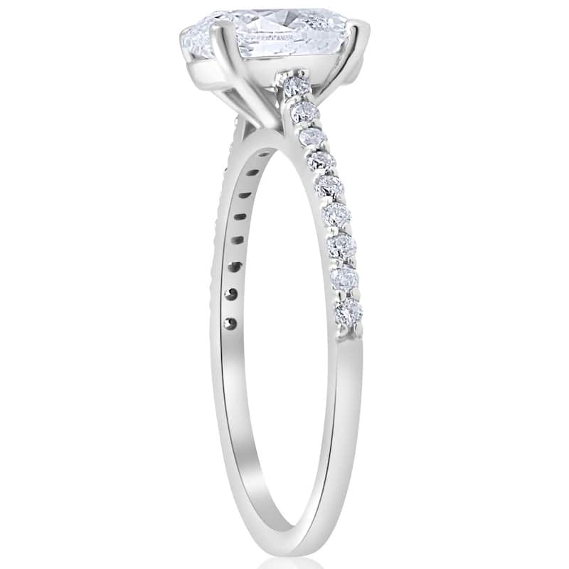 1.20Ct Oval Diamond Engagement Ring with Side Stones White Gold lab Grown