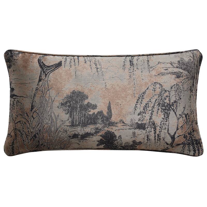 HiEnd Accents Pastoral Jacquard Lumbar Decorative Pillow, 14"x26" - Rose Gold