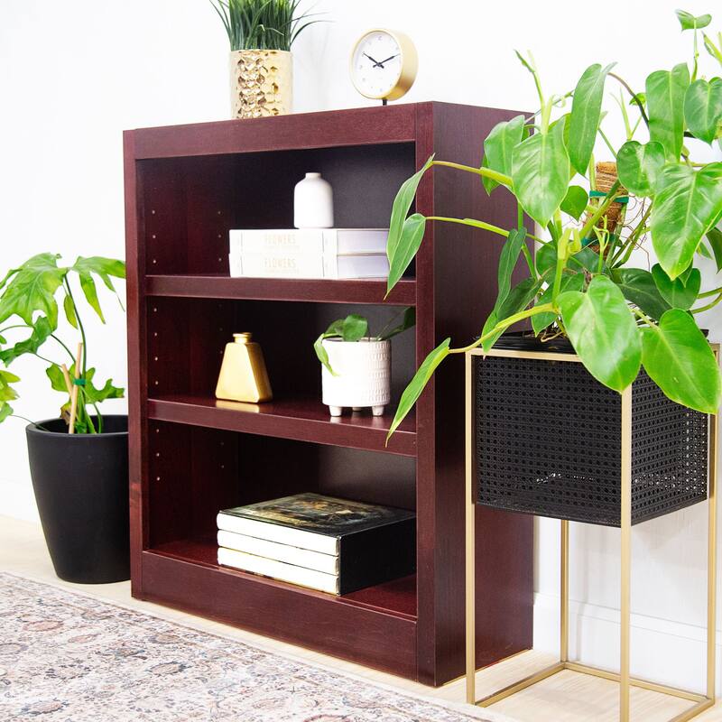 Concepts in Wood 3 Shelf Wood Bookcase, 36 inch Tall