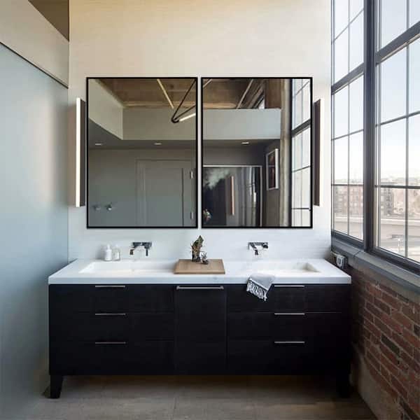pic Rectangular Black Framed Bathroom Mirror usd