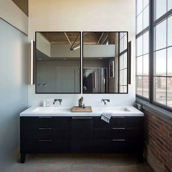 Download Modern Thin Frame Wall Mounted Hanging Bathroom Vanity Mirror Overstock 31000854