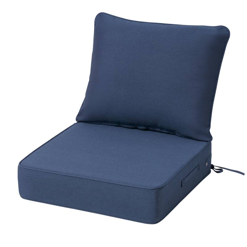 24''Wx24''Dx5.5''in T Outdoor Indoor Patio Premium Fabric Seat Cushions Set (Seat & Back) - 1PC - NavyBlue