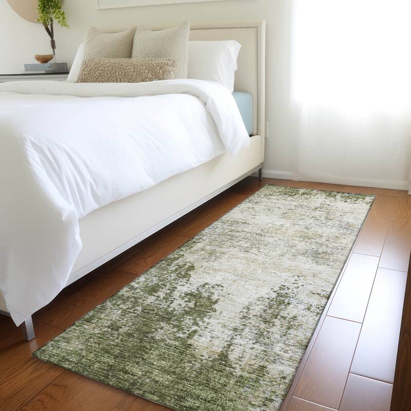Premium Washable Super Soft Solid Casual Mayfield Rug - Olive - 2'3" x 7'6"