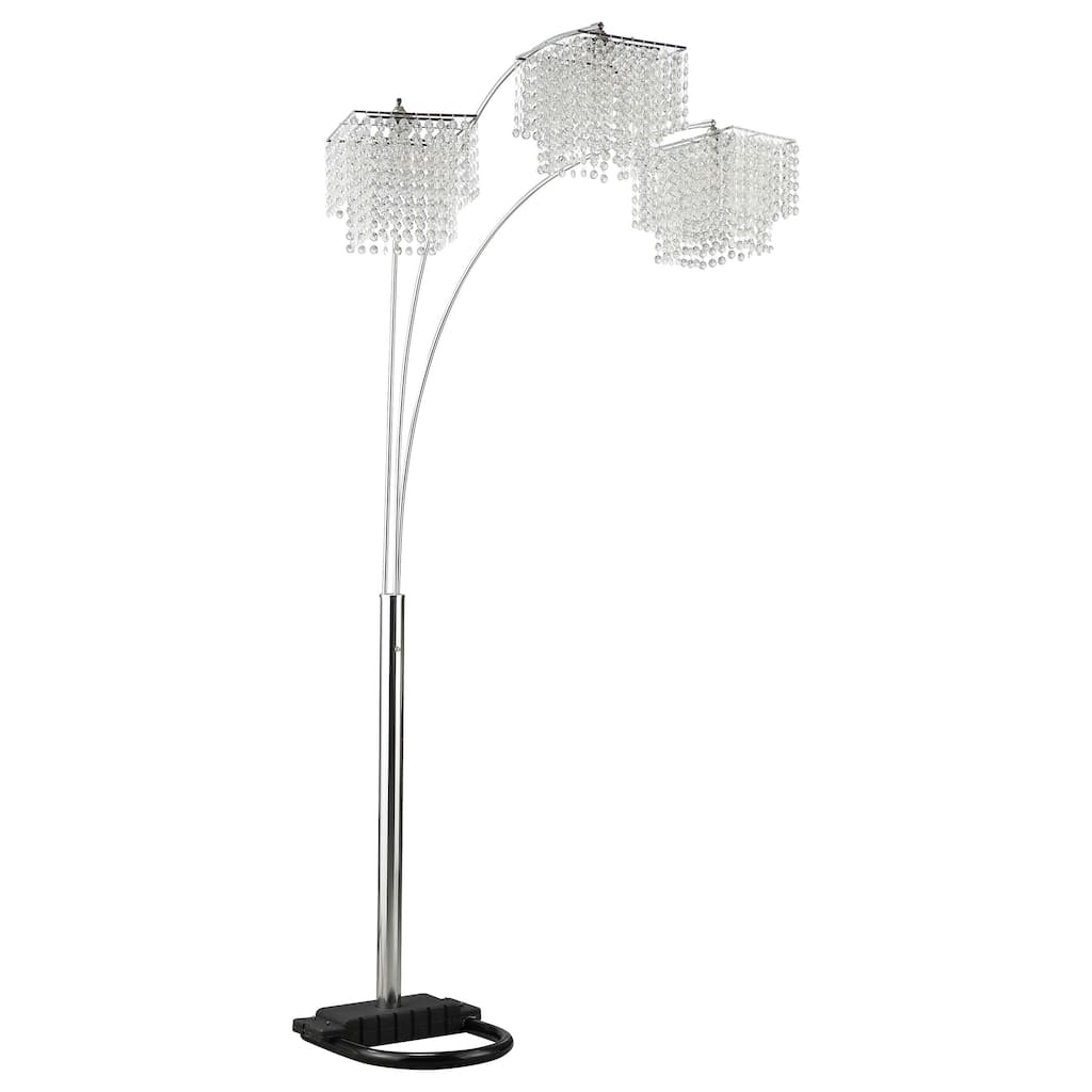 Bali Shores Chrome Hanging Crystal Arc Floor Lamp