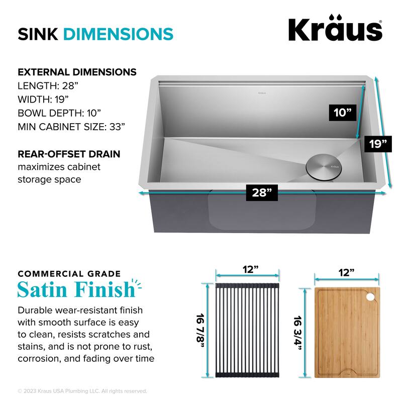 KRAUS Kore Workstation Undermount Stainless Steel Kitchen Sink