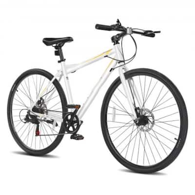 Lightweight Hybrid Bike with 7-Speed, Disc Brakes, Adjustable Seat - 68.92x25.20x(36.22-40.09) inch