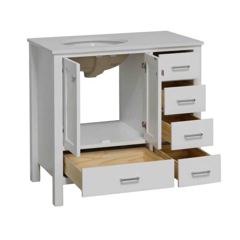 KitchenBathCollection Horizon 36" Bathroom Vanity with Engineered White Top