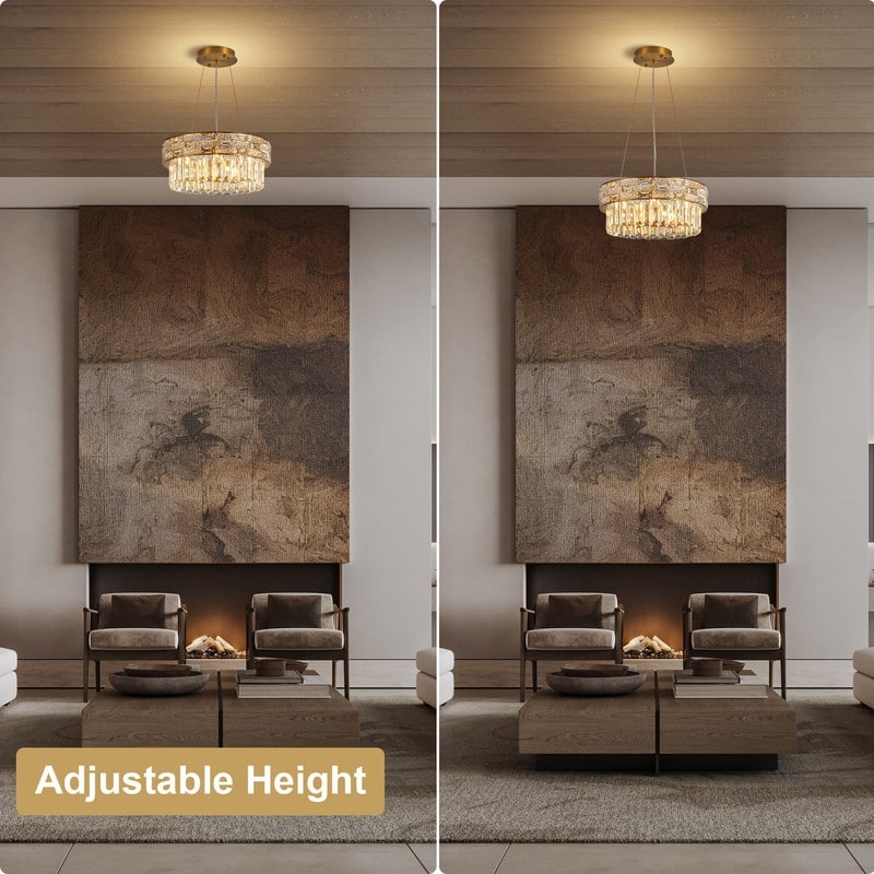 KAYLA Crystal Chandelier - Large K9 Crystal Pendant Light for High Ceilings, Entryway, Foyer, Dining Room & Living Room