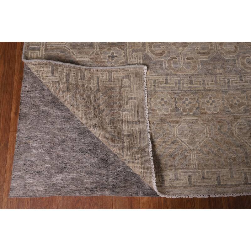 All-Over Geometric Oushak Vegetable Dye Rug Hand-Knotted Wool Carpet - 8'0" x 9'11"