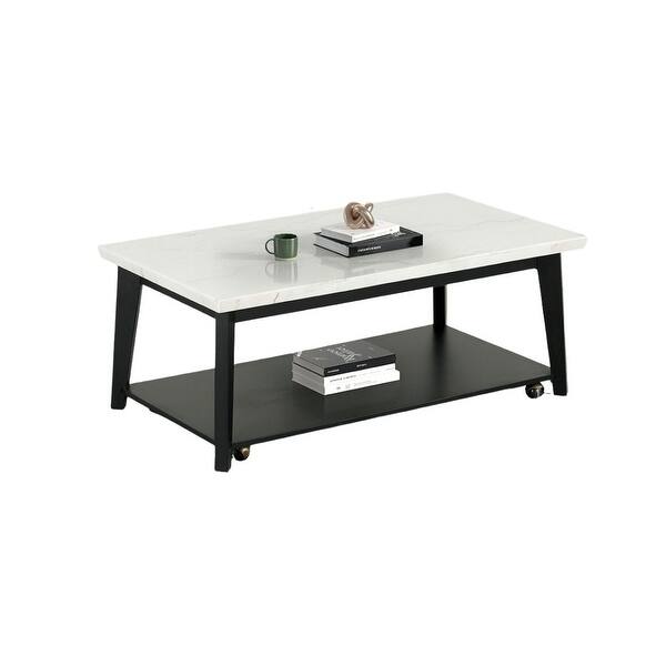 Contemporary Rectangle Coffee Table with Storage Shelf - Bed Bath ...