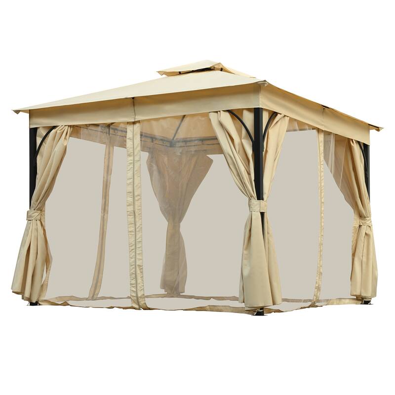 Patio Gazebo with Mosquito Netting and Privacy Screens for Backyard