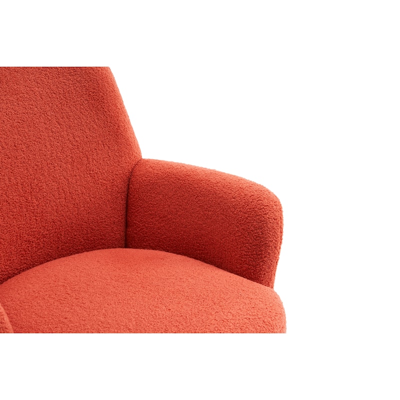Orange Teddy Modern 29.3" Upholstered Swivel Barrel Chair with Gold Stainless Steel Base