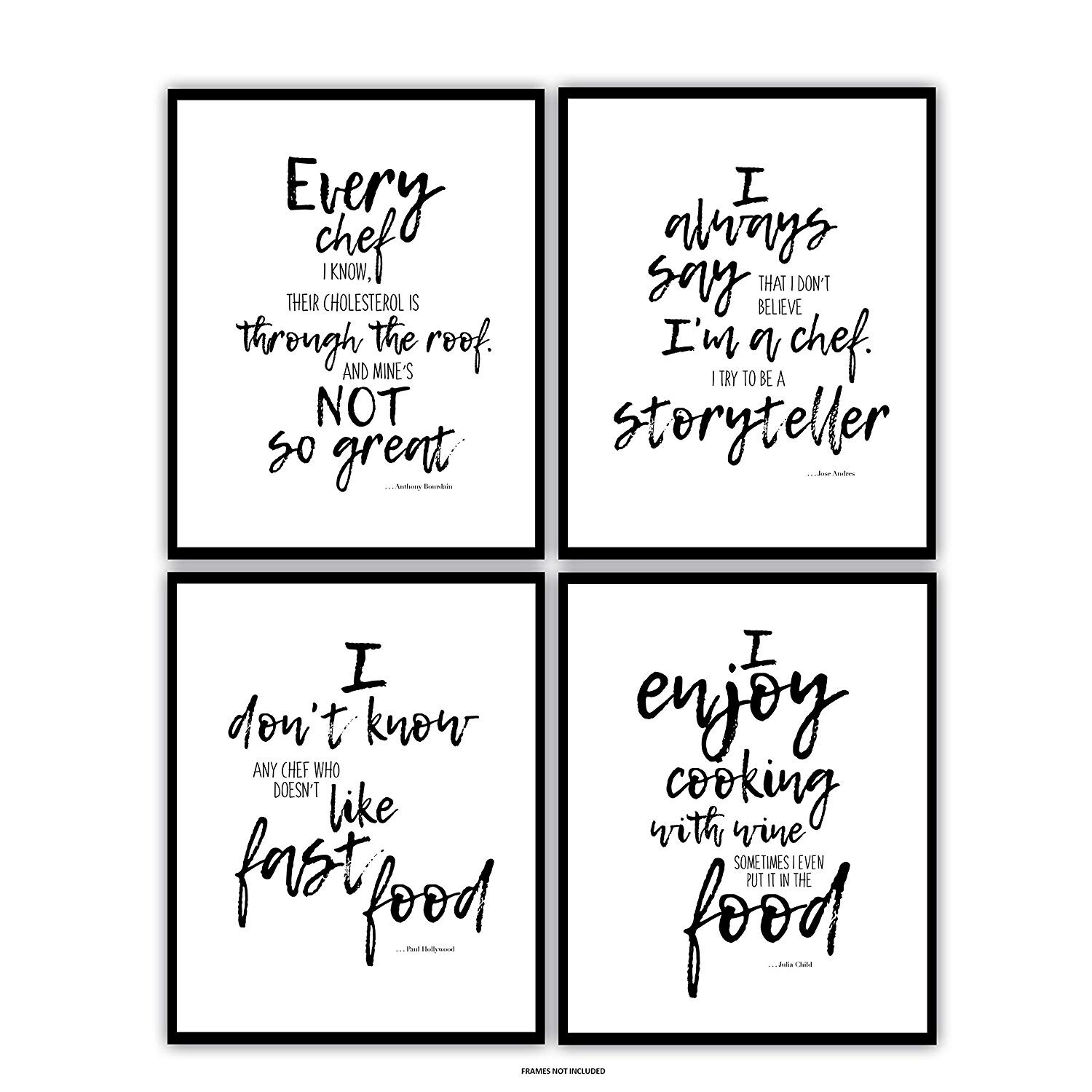 Shop Set Of 4 Unframed Prints Of Famous Chef Kitchen Quotes