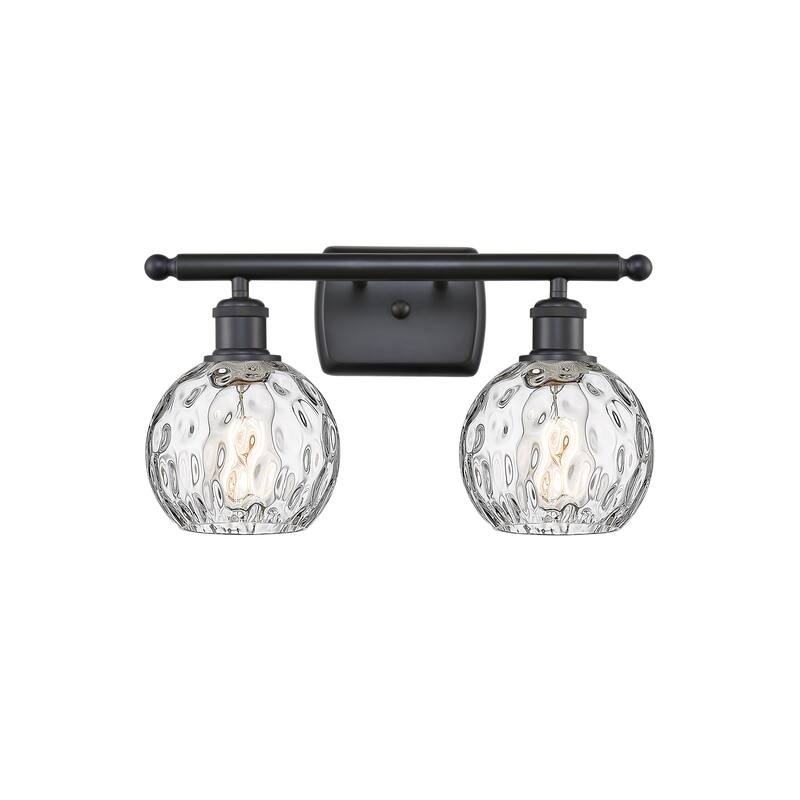 Innovations Lighting Athens Water Glass 2 Light 16" Bath Vanity Light - Matte Black