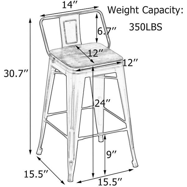 Andeworld Bar Stools 24 Inches Metal bar stools with backs Set of 4 Bed Bath & Beyond 31136920