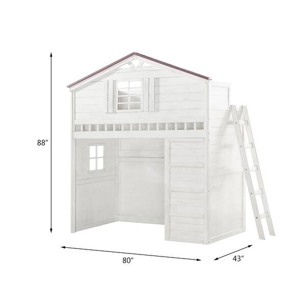 ACME Tree House Twin Loft Bed in Pink and White Bed Bath & Beyond