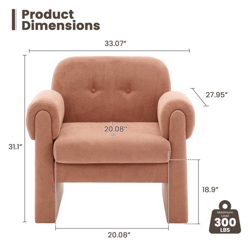 Modern Cloud Velvet Accent Chair with Removable Cushion for Living Room