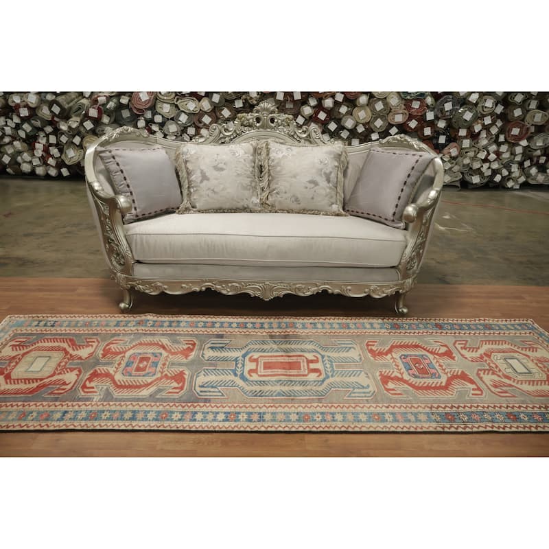 Hand Knotted Oriental 100% Wool Carpet Traditional Tribal Greys & Charcoal Meshkin Runner Rug - 10' 1'' X 3' 4''